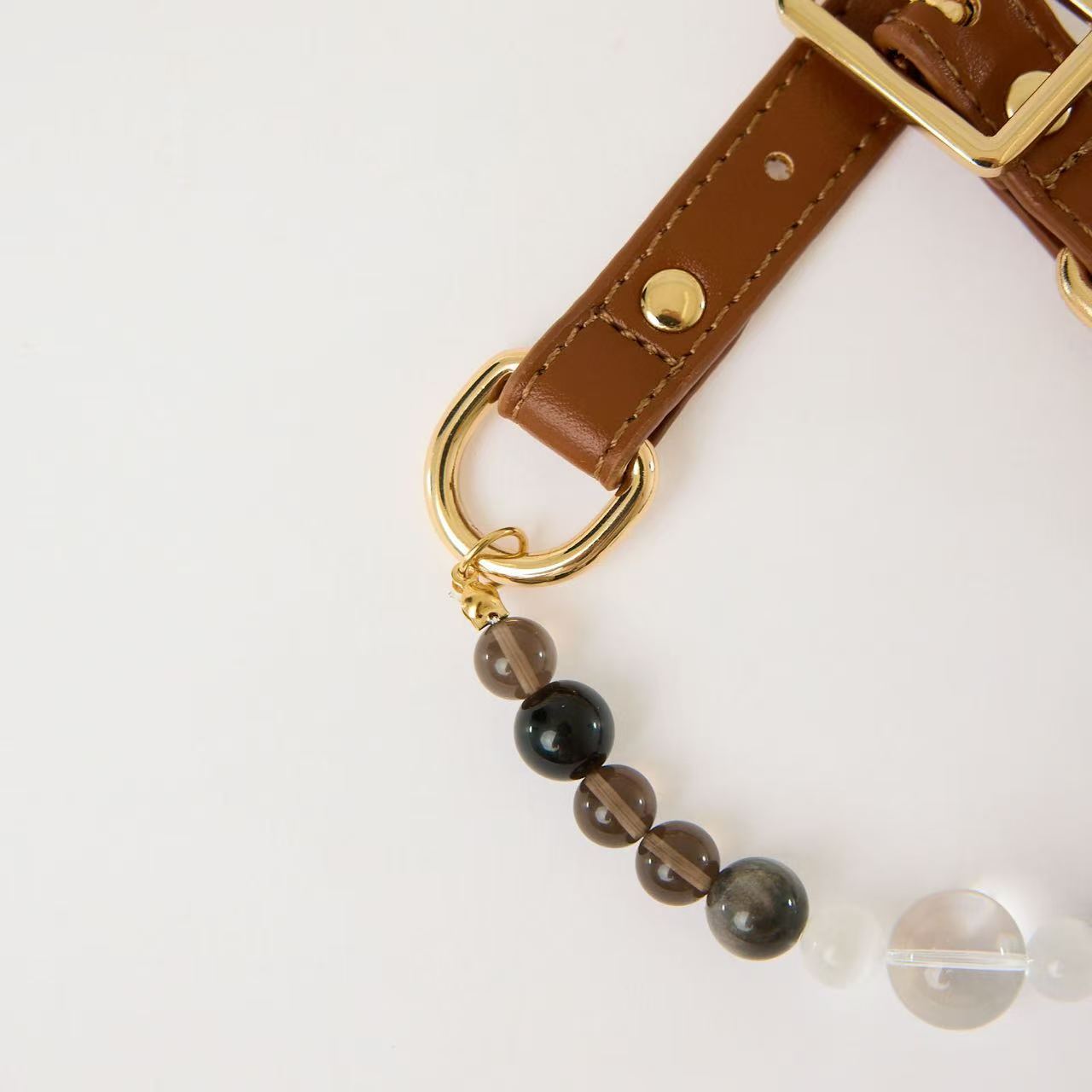 Natural Obsidian Beaded Pet Collar- Style 04
