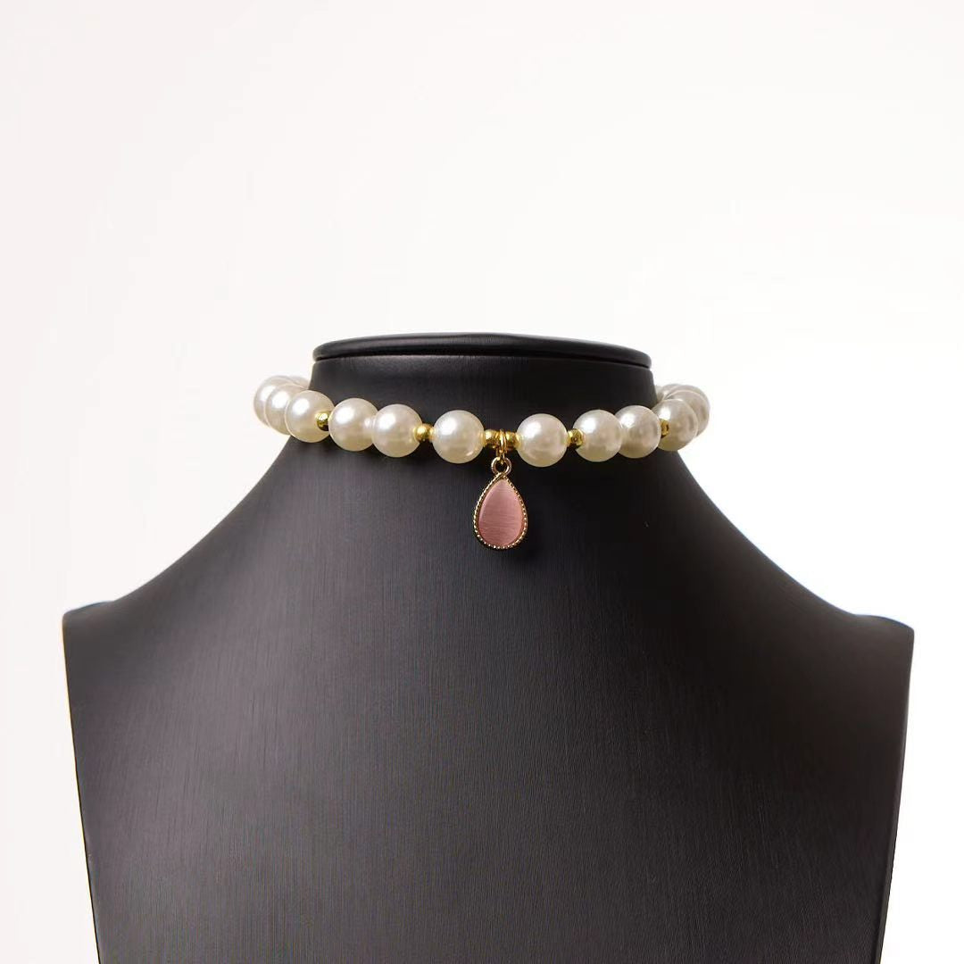 Pearl Teardrop Pet Jewelry Necklace - Style 02