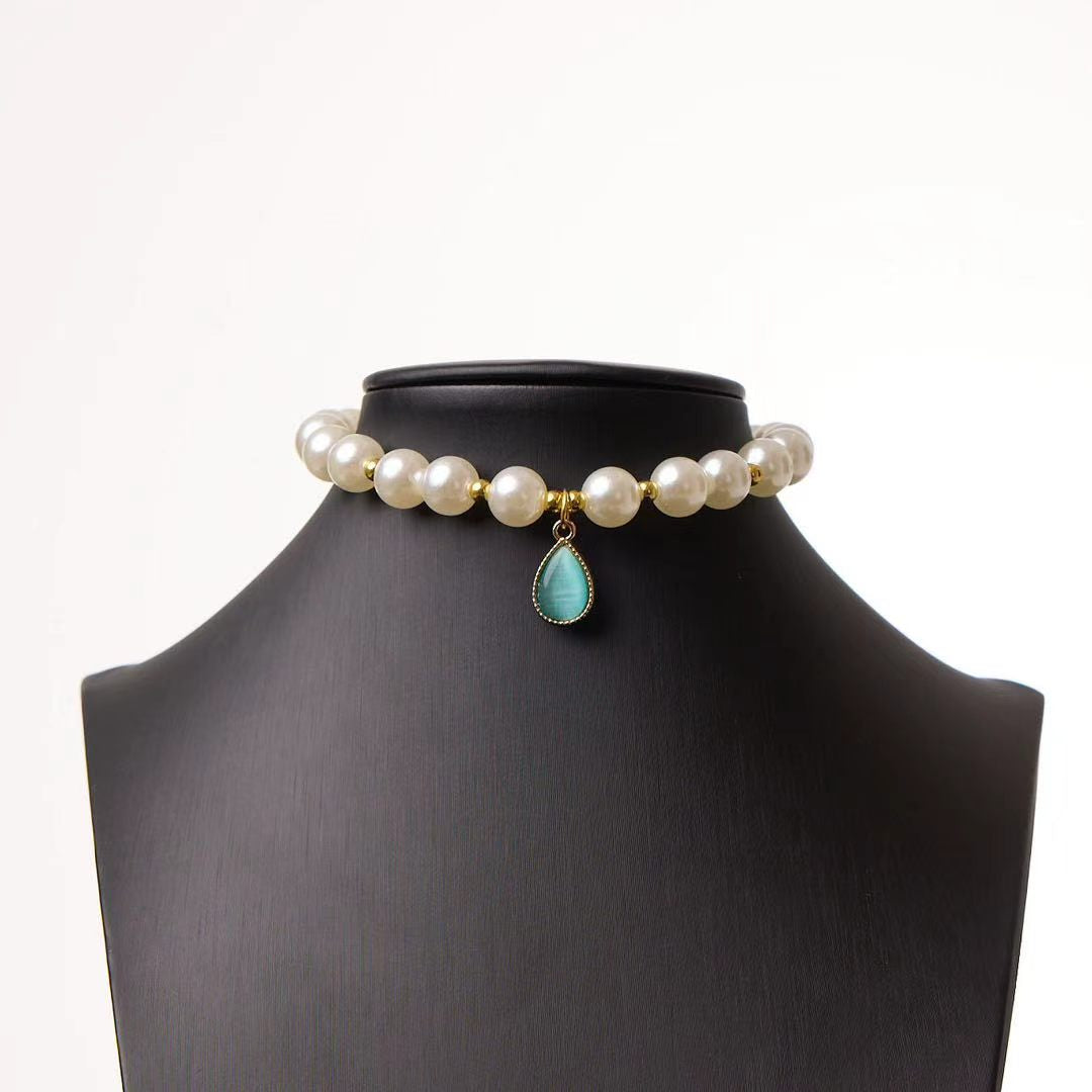 Pearl Teardrop Pet Jewelry Necklace - Style 02