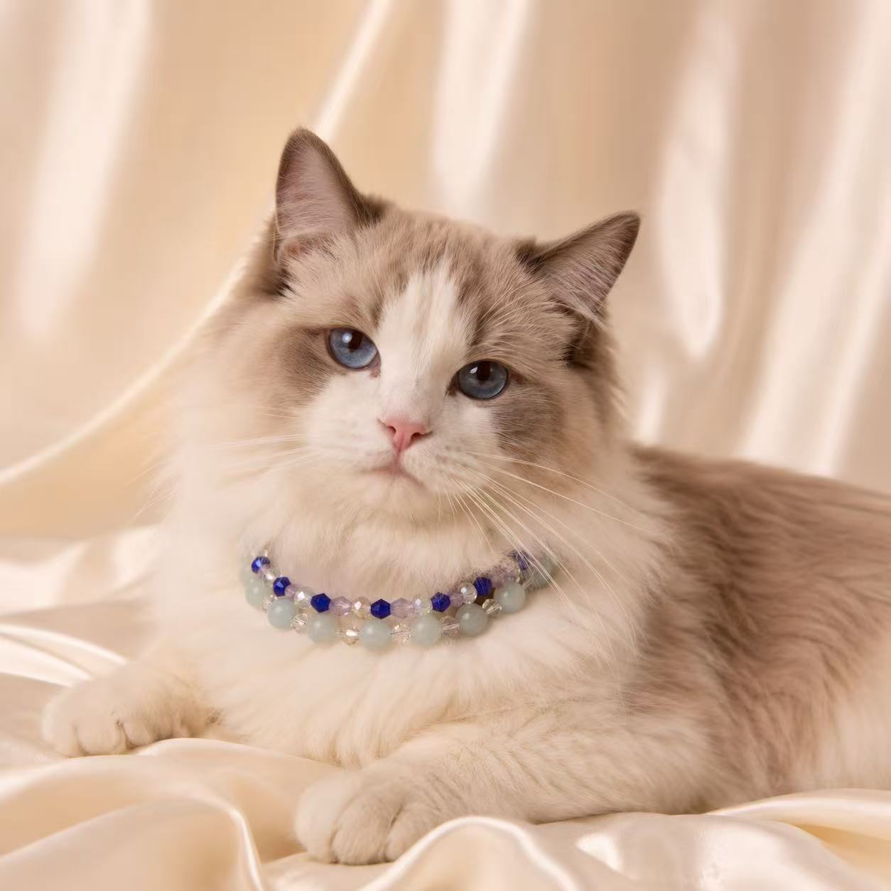 Ocean Serenity Natural Crystal Pet Collar - Style 17