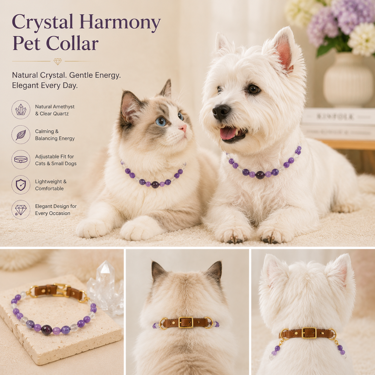 Natural Crystal Pet Collar - Style 08