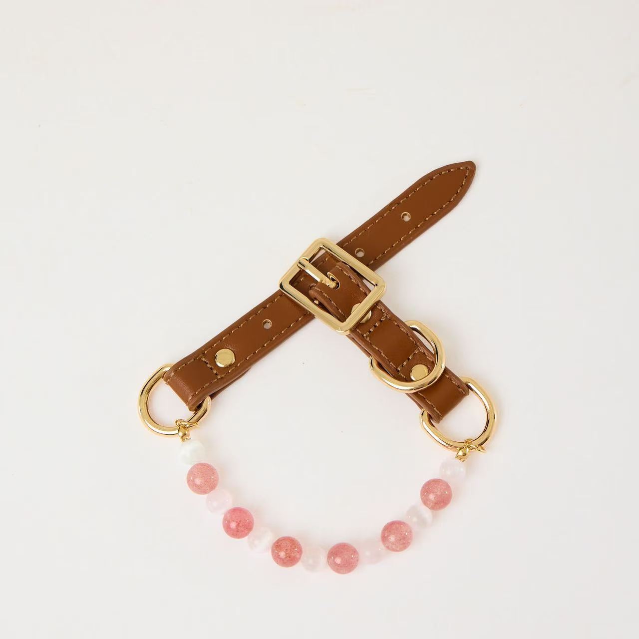 Blush Rose Quartz Pet Collar- Style 05