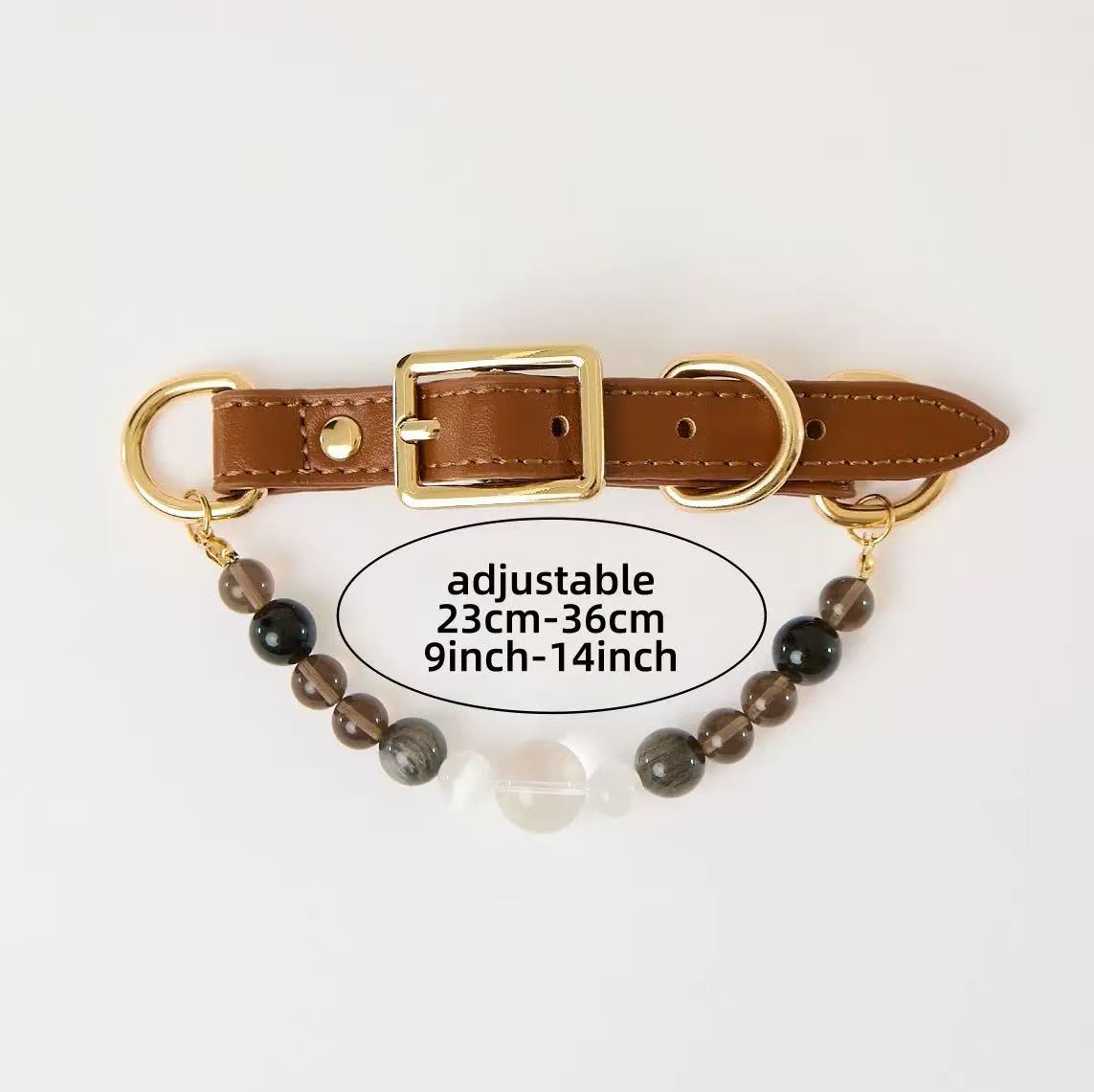 Natural Obsidian Beaded Pet Collar- Style 04