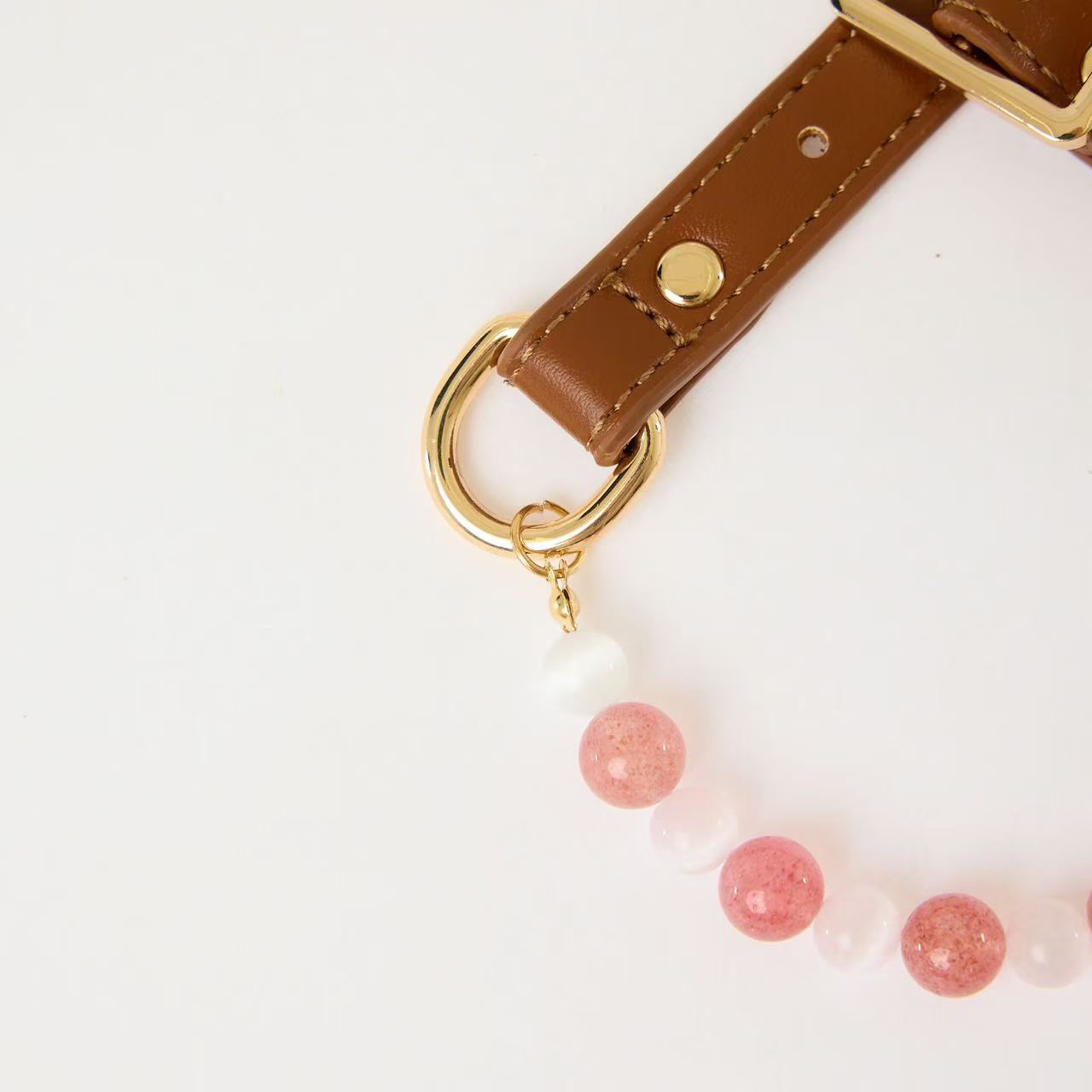 Blush Rose Quartz Pet Collar- Style 05