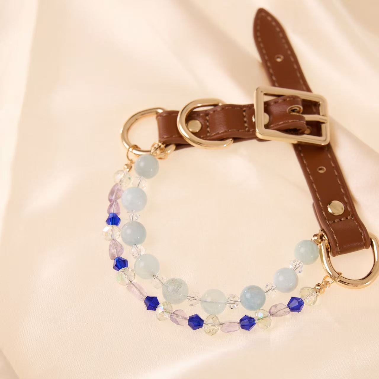 Ocean Serenity Natural Crystal Pet Collar - Style 17